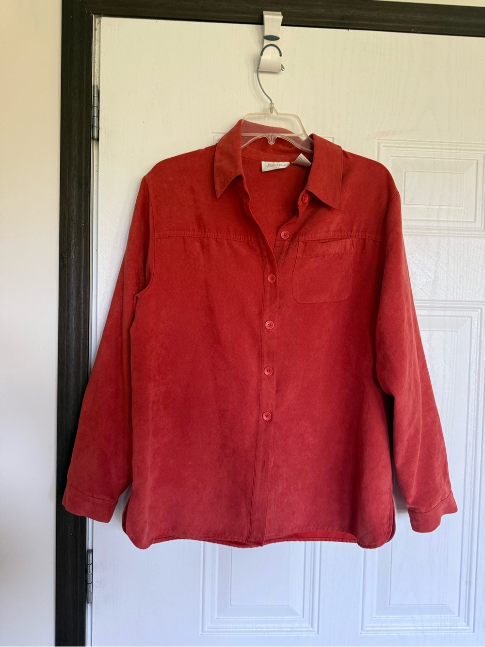 2 for $15 sale: Vintage studio works faux suede red/orange button up overshirt -